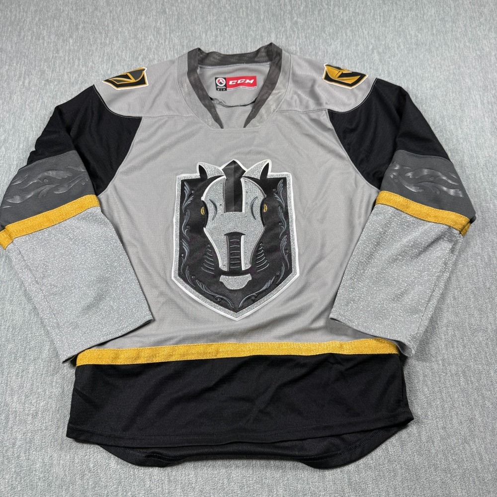 CCM Hockey Jersey Women S Grey Henderson Silver Knights AHL Embroidered Athletic